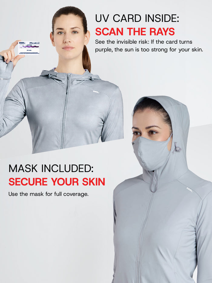 Women's Light Grey Crop Top Sun Jacket | AirWeave™
