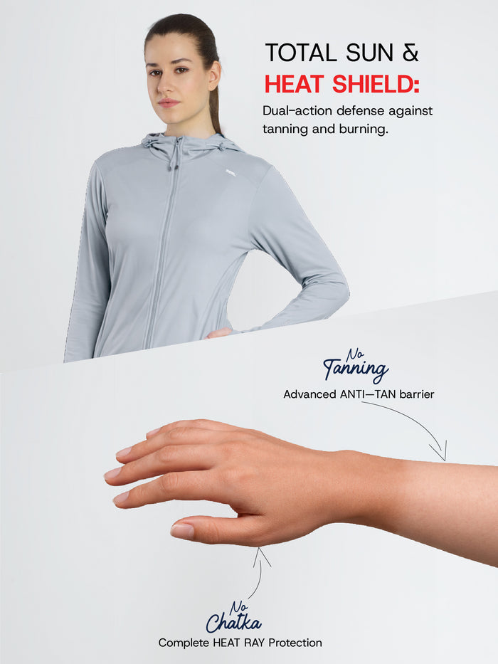 Women's Light Grey Crop Top Sun Jacket | AirWeave™