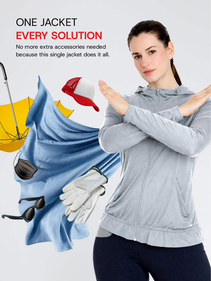 Women's Light Grey Crop Top Sun Jacket | AirWeave™