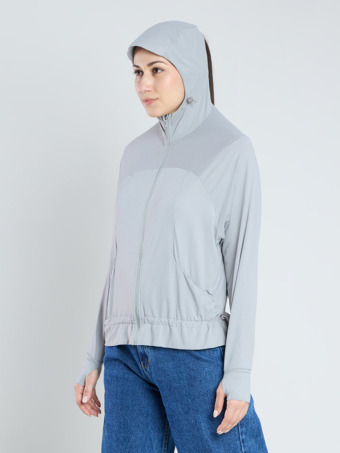 Women's Light Grey Crop Top Sun Jacket | AirWeave™