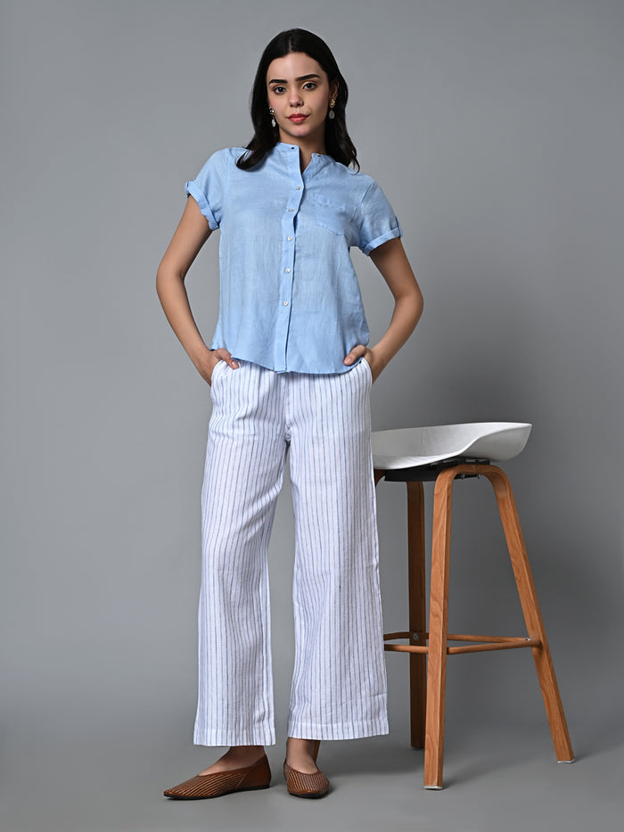 Women's Linen Cotton Regular Fit Pant White