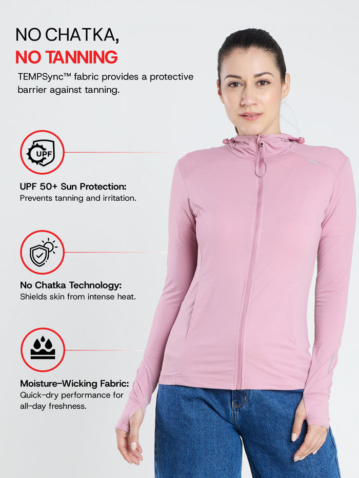 Women's Lotus Pink Mid-Length Sun Jacket | AirWeave™