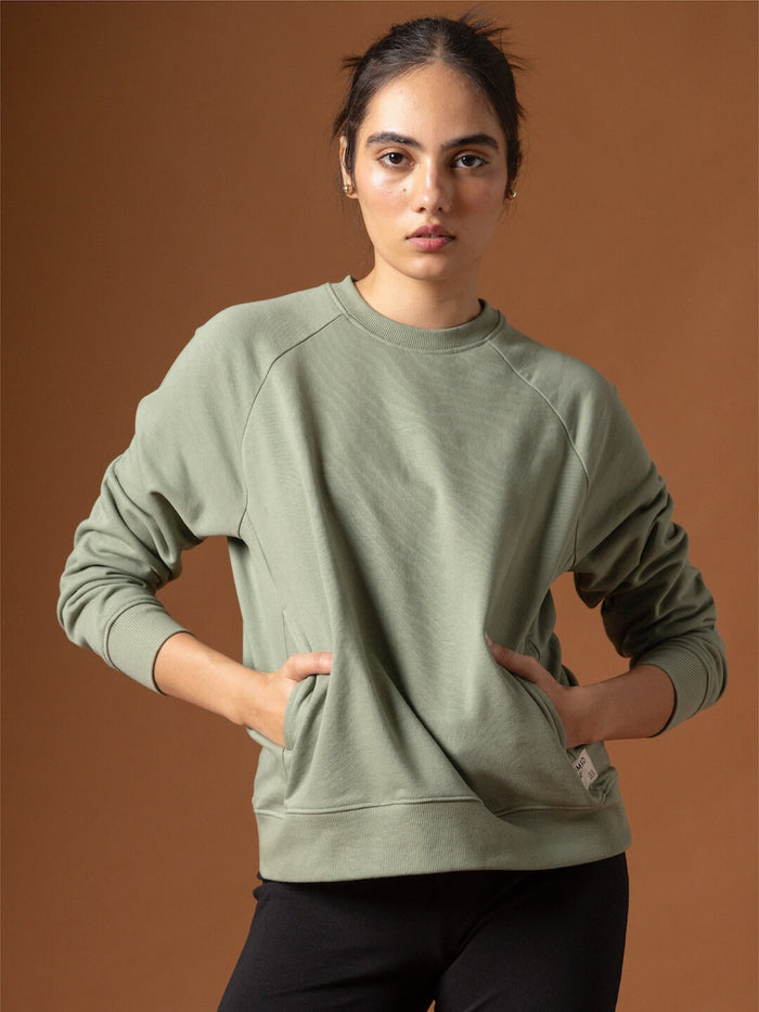 Women's Organic Cotton Regular Fit Sweatshirt Light Green