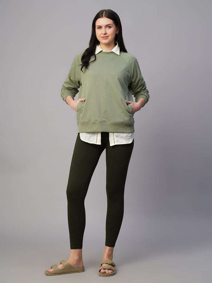 Women's Organic Cotton Regular Fit Sweatshirt Light Green