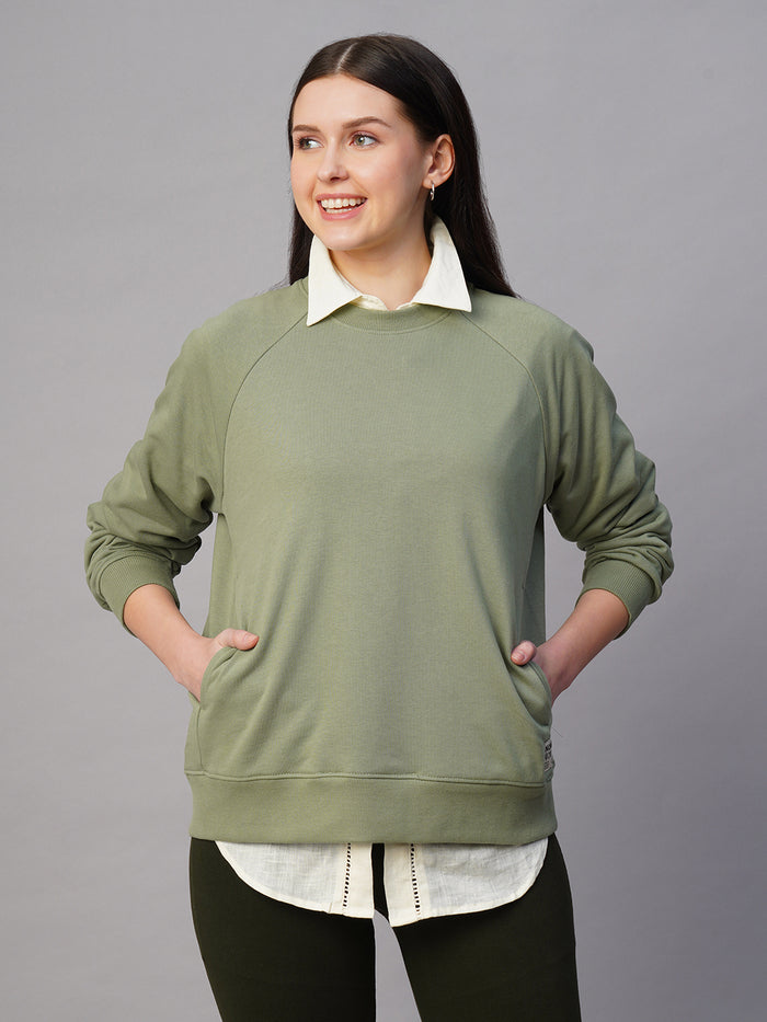 Women's Organic Cotton Regular Fit Sweatshirt Light Green