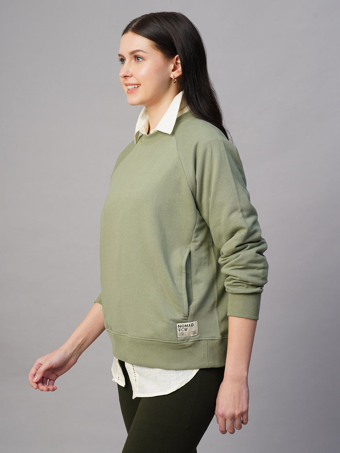 Women's Organic Cotton Regular Fit Sweatshirt Light Green