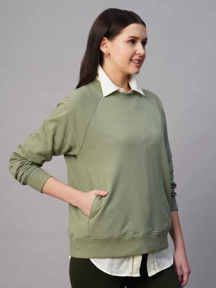 Women's Organic Cotton Regular Fit Sweatshirt Light Green