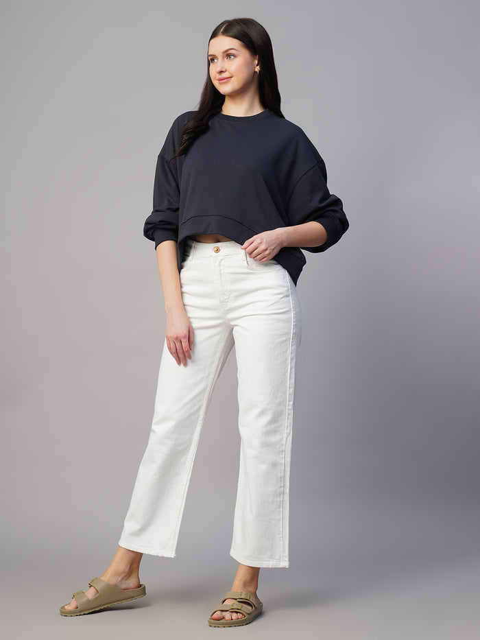 Women's Organic Cotton Regular Fit Sweatshirt Navy