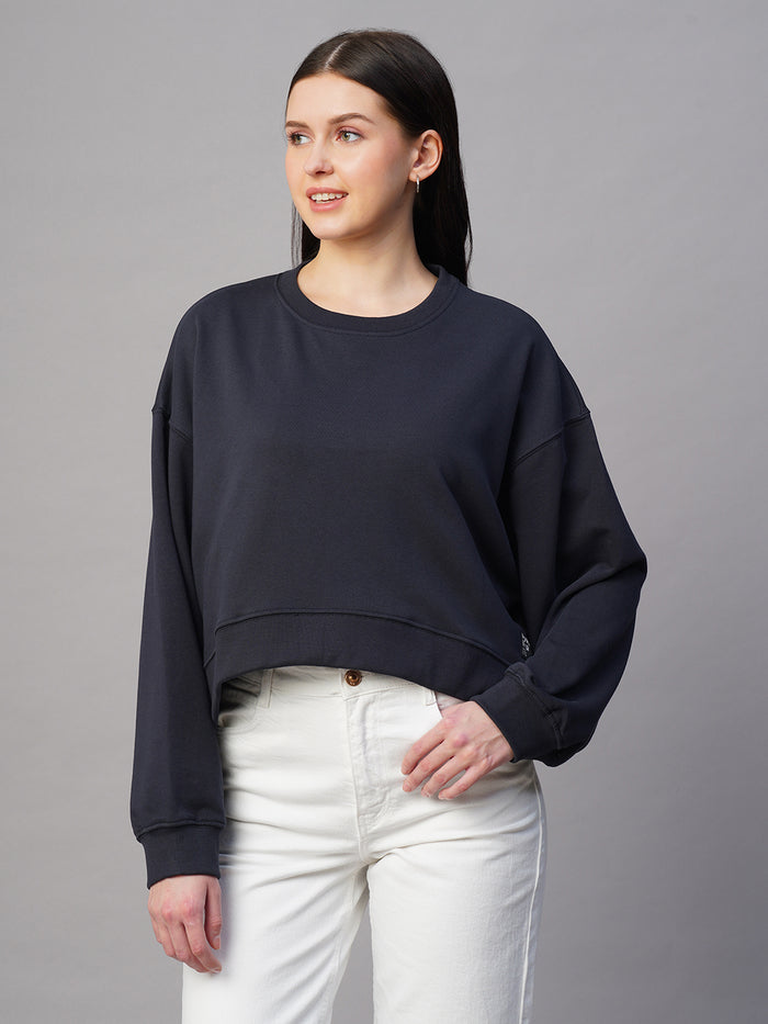 Women's Organic Cotton Regular Fit Sweatshirt Navy