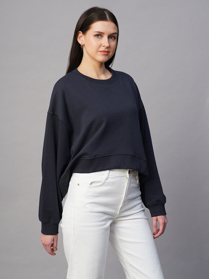 Women's Organic Cotton Regular Fit Sweatshirt Navy