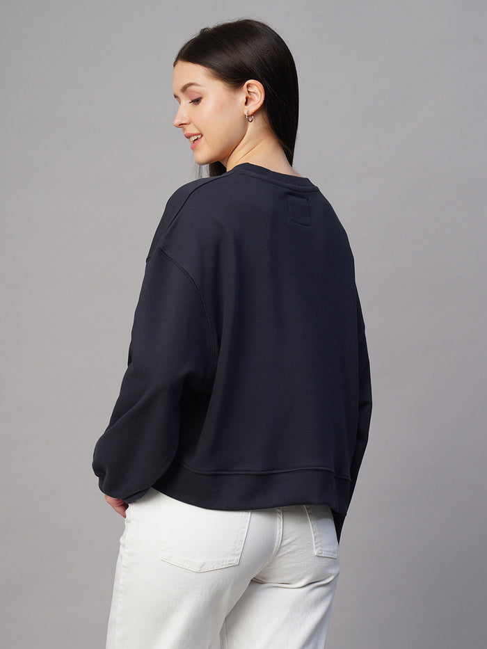 Women's Organic Cotton Regular Fit Sweatshirt Navy
