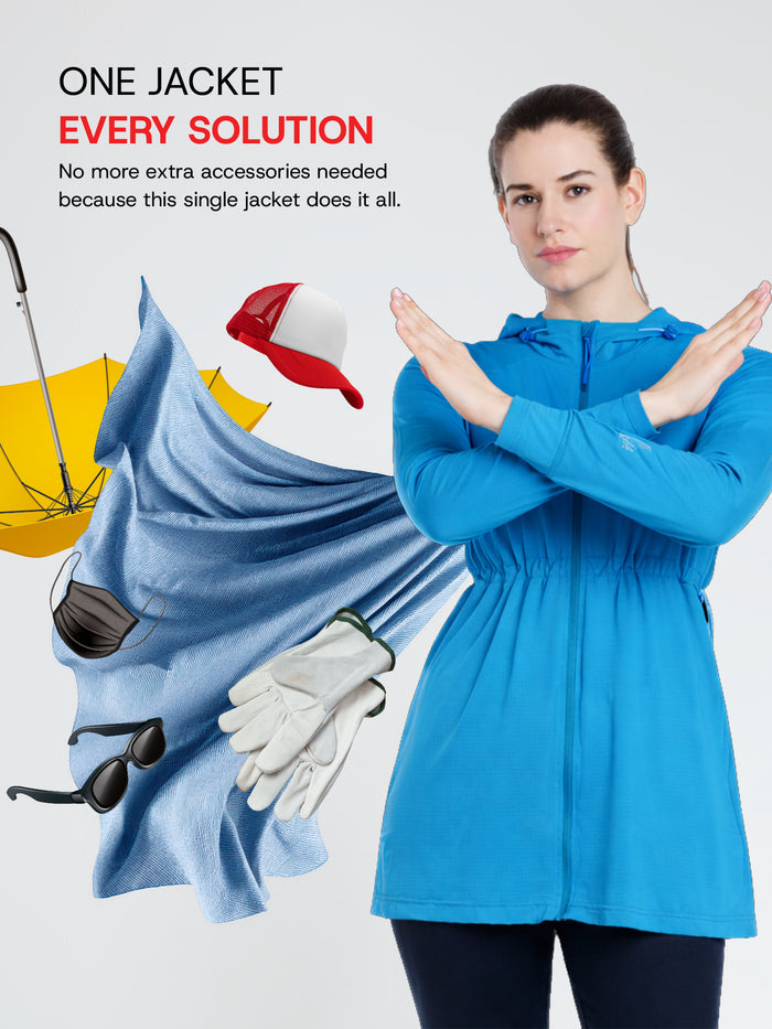 Women's Peacock Blue Full Length Sun Jacket | AirWeave™