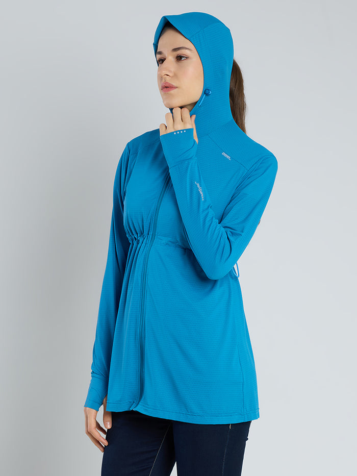 Women's Peacock Blue Full Length Sun Jacket | AirWeave™