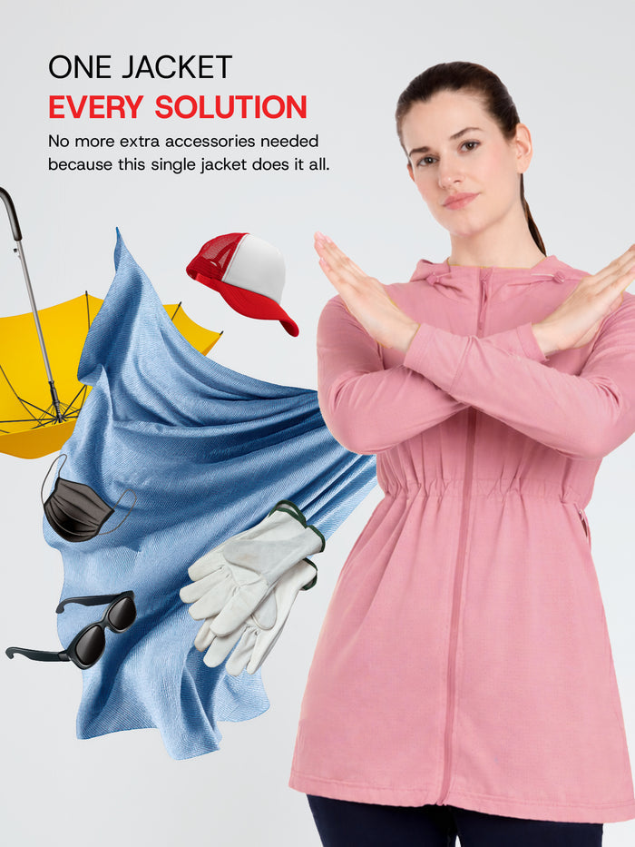 Women's Pink Full Length Sun Jacket | AirWeave™