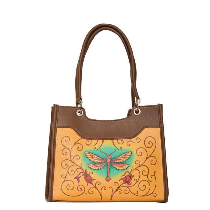 Women's handpainted dragonfly satchel crossbody bag for work, travel, and daily use