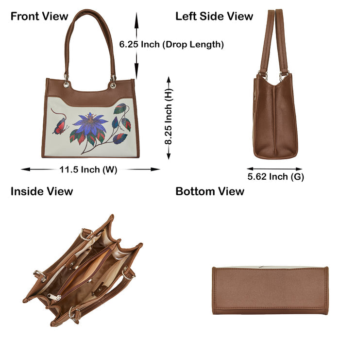Women's handpainted floral satchel crossbody bag for work, travel, and daily use-infographic image