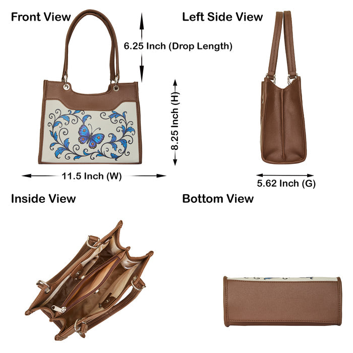 Women's handpainted butterfly satchel crossbody bag for work, travel, and daily use-infographic image
