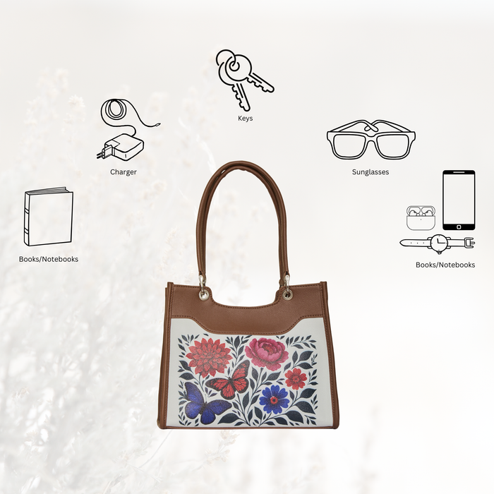 Women's handpainted flowers satchel crossbody bag for work, travel, and daily use-feature image