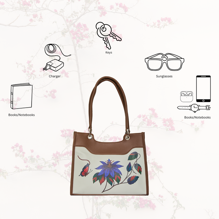 Women's handpainted floral satchel crossbody bag for work, travel, and daily use-feature view