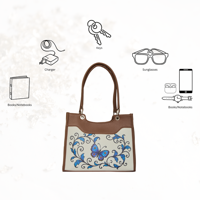 Women's handpainted butterfly satchel crossbody bag for work, travel, and daily use-feature image