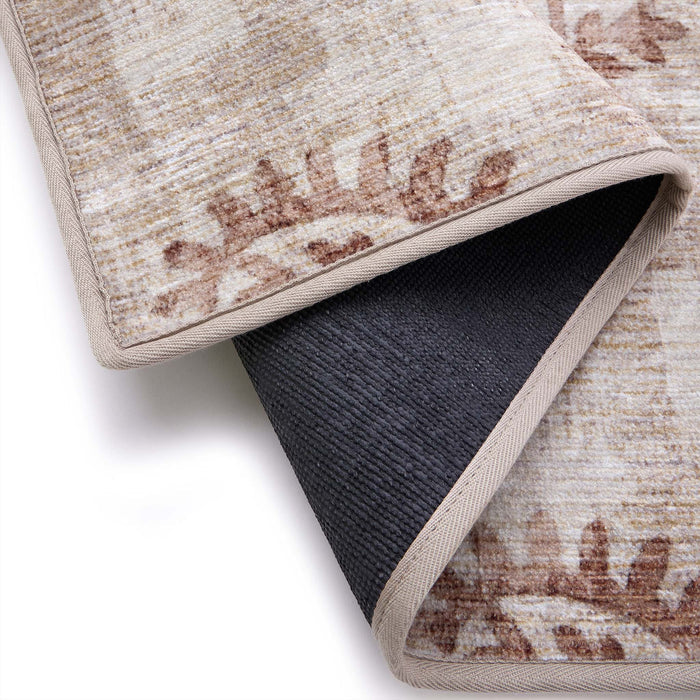 Woodblock Paisley Rust Eco-Washable Rug Runner- 100% recycled content runner featuring a rust paisley pattern.