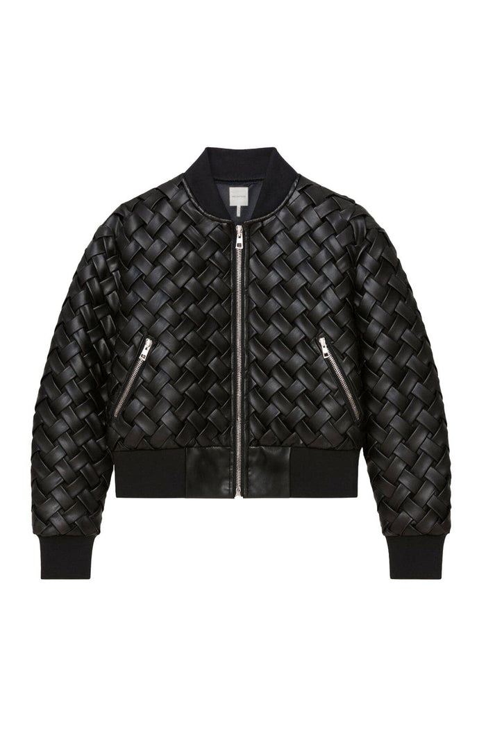 Woven Faux-Ever Leather™ Bomber Jacket - Black