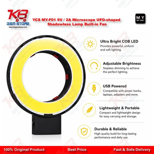 YCS MY-F01 UFO Shadowless Microscope Ring Light – 280 LED 1500LM with Cooling Fan