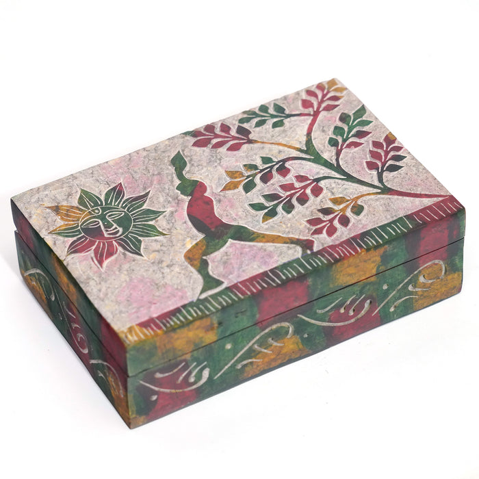 Yoga Keepsake Box – Warrior I Pose | Decorative Storage Box for Jewelry, Crystals & Meditation Essentials