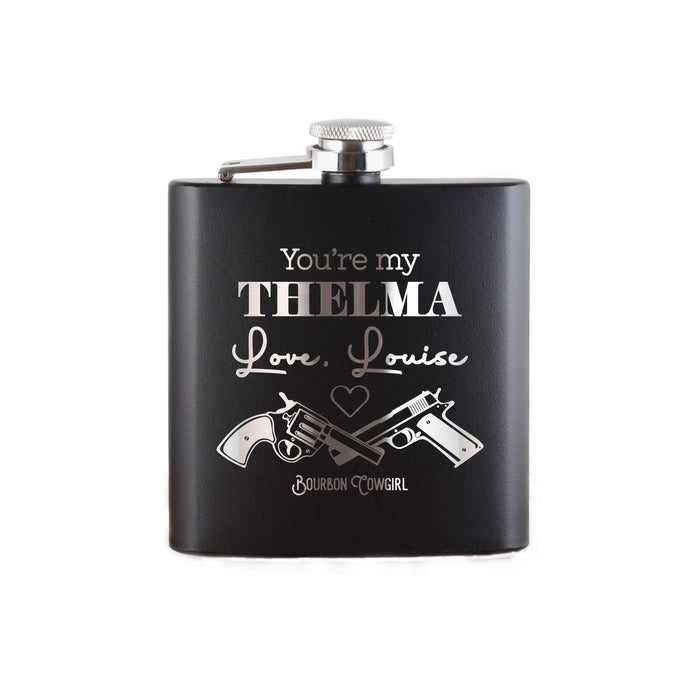 Black Thelma & Louise Flask - Bourbon Cowgirl