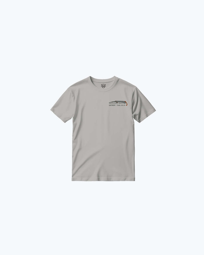 Gray Yours For Life SS Tee - Alternate Front View Mini Adira Graphic Detail | Benchmade Knife Co.