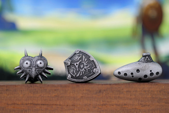 Zelda Cufflinks *Majoras Mask, Ocarina, Hylian Shield* Legend of Zelda Breath of the Wild - Nintendo/Zelda Gift