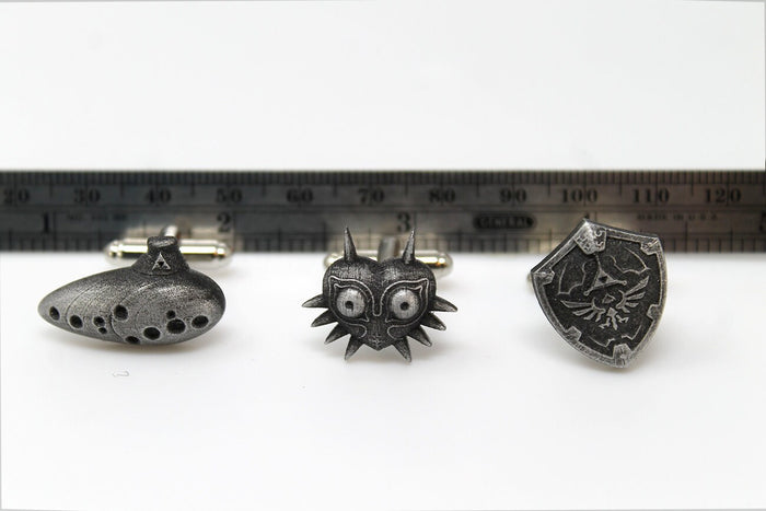 Zelda Cufflinks *Majoras Mask, Ocarina, Hylian Shield* Legend of Zelda Breath of the Wild - Nintendo/Zelda Gift