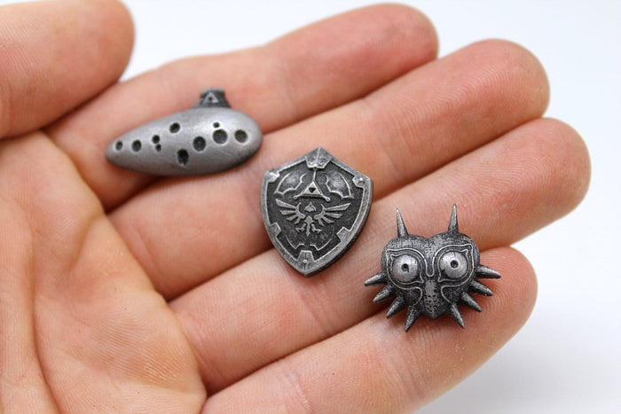 Zelda Cufflinks *Majoras Mask, Ocarina, Hylian Shield* Legend of Zelda Breath of the Wild - Nintendo/Zelda Gift