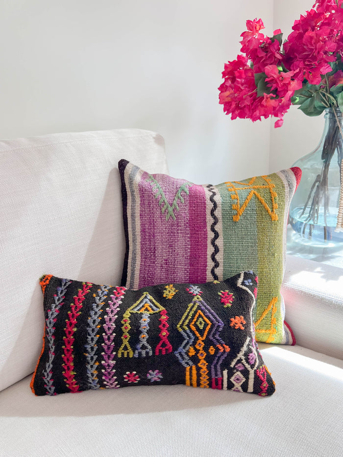Zephyr Lumbar Kilim Pillow (8x16)